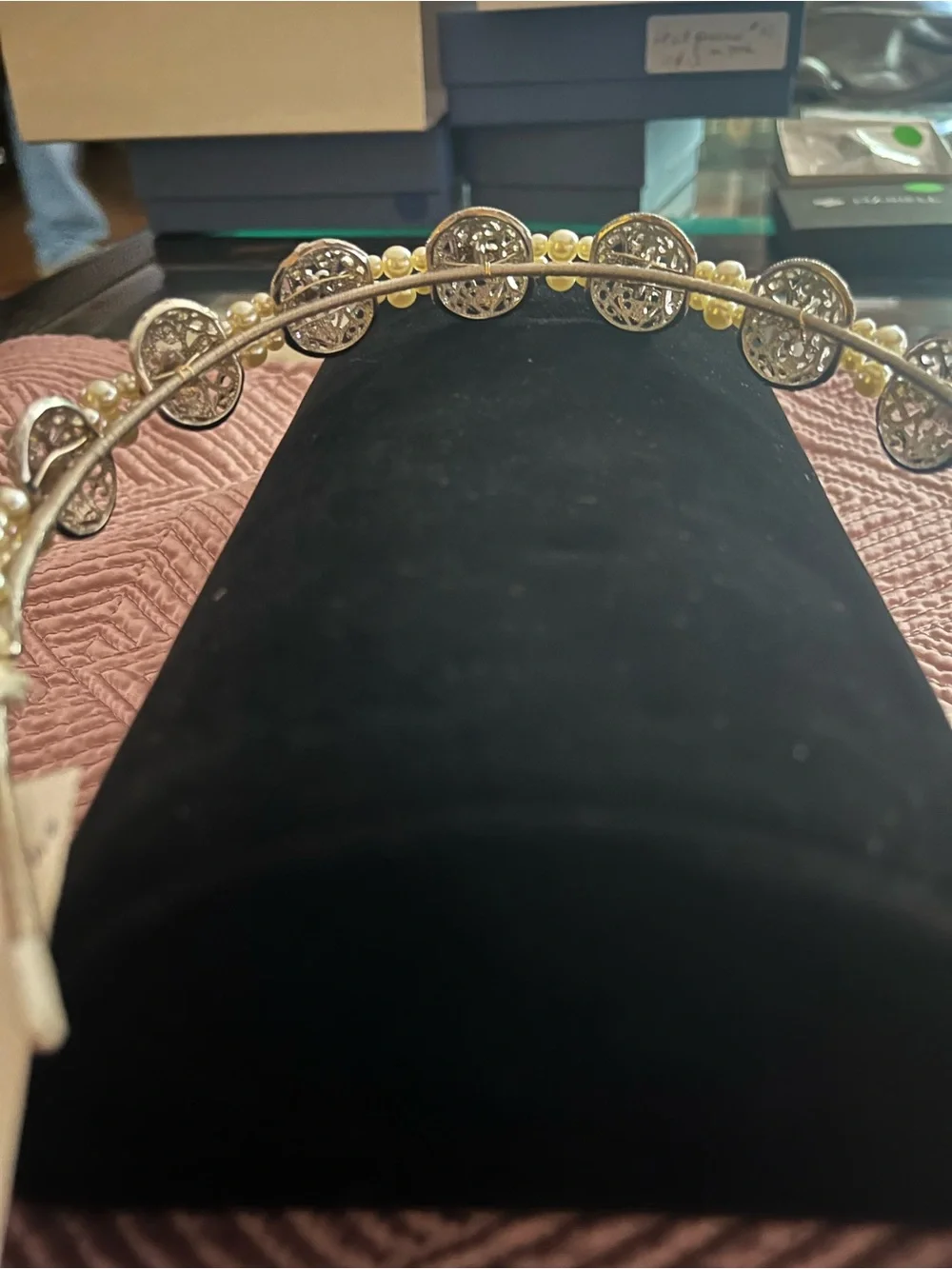 Pearl and Silver Filigree Decorative Headband - Elegant Women’s Hair Accessory